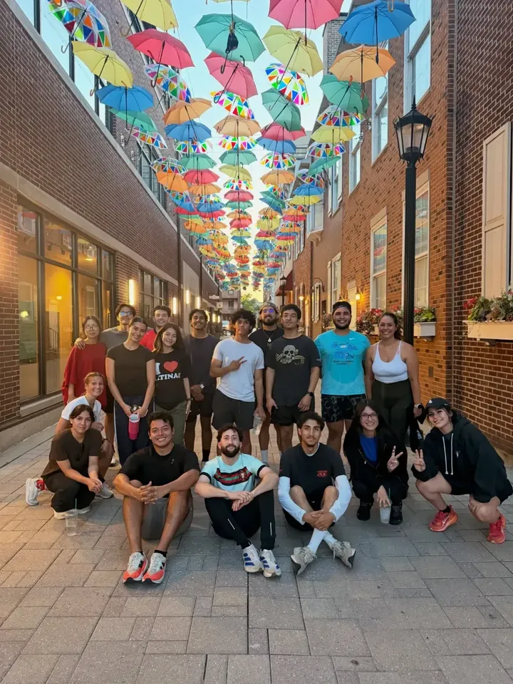 The Nubes RC group photo under the hanging umbrellas, Jun 23