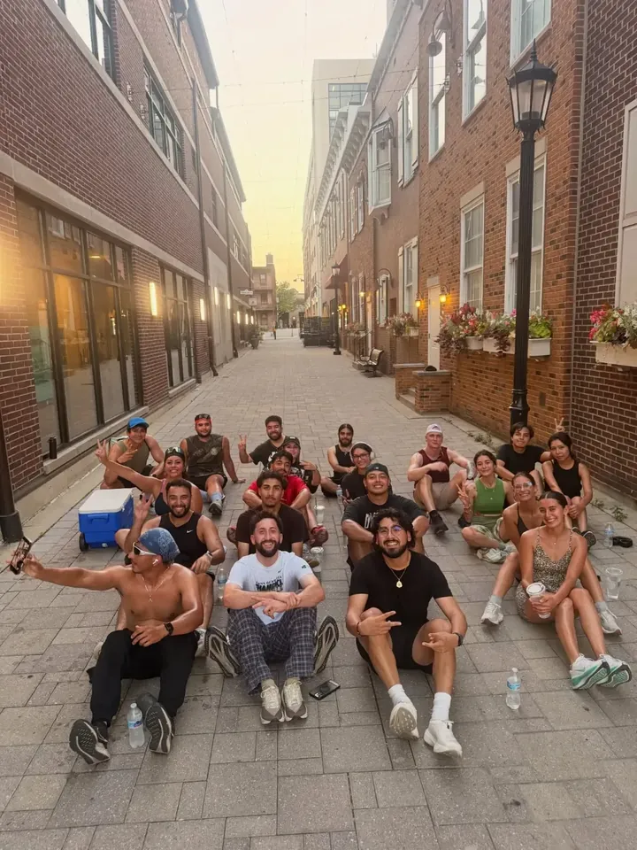 The Nubes RC group photo under the hanging umbrellas, Jul 14