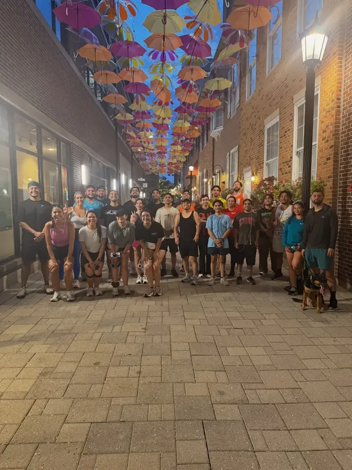 The Nubes RC group photo under the hanging umbrellas, Aug 11