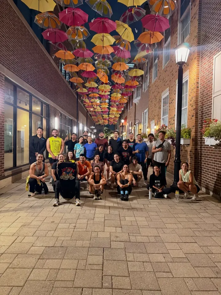 The Nubes RC group photo under the hanging umbrellas, Aug 18