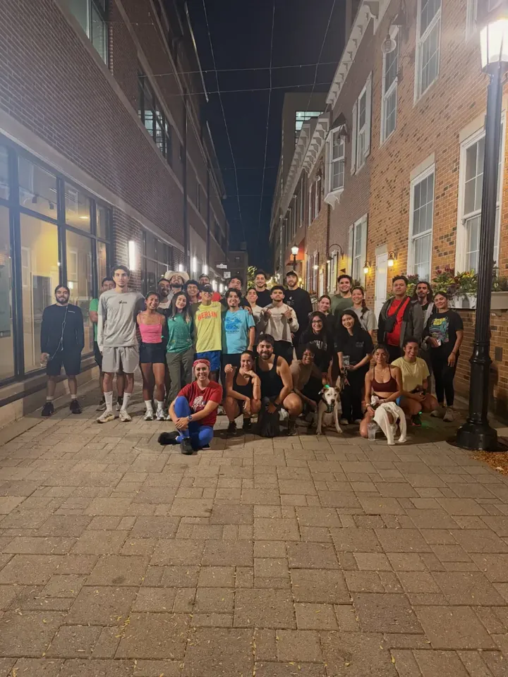 The Nubes crew under the umbrellas downtown on October 6